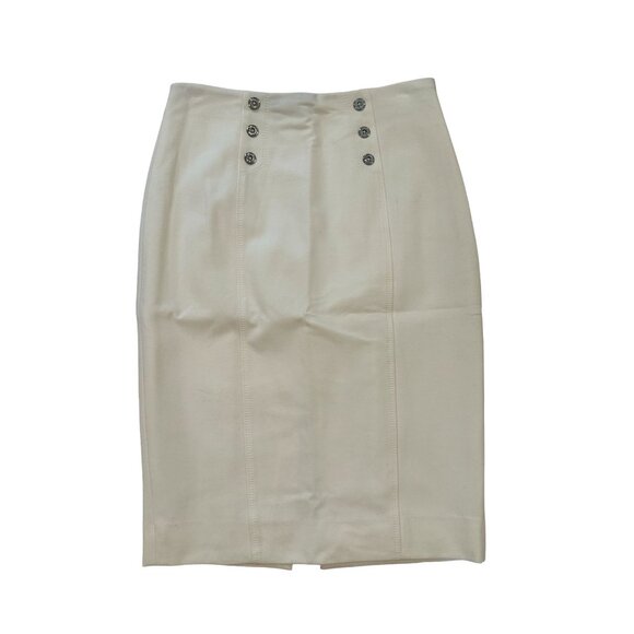WHITE HOUSE BLACK MARKET WHBM Cream Military Button Pencil Skirt Size 0